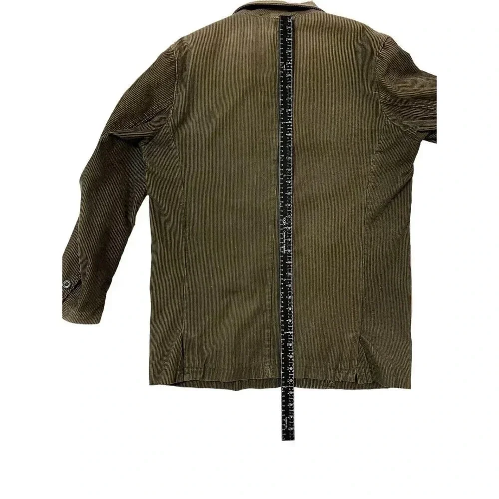 Old Navy Corduroy Blazer Jacket Mens Medium Olive Brown Vtg Grunge Artist Y2K